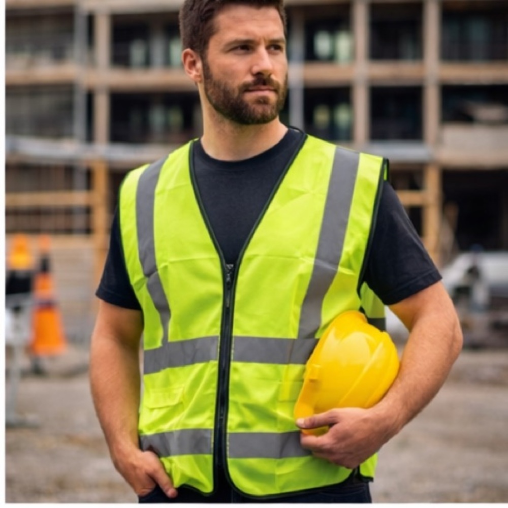 High Visibility Safety Vest Yellow Reflective SAS Pockets Crew Construction Work